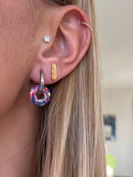 Pampilles donuts résine pailletée "Spéciales Fêtes"