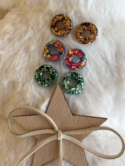Pampilles donuts résine pailletée "Spéciales Fêtes"