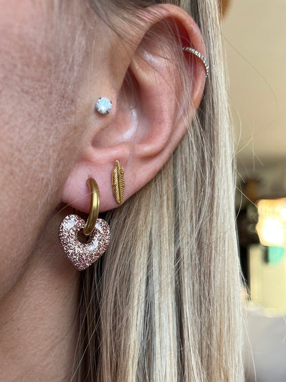 Pampilles coeurs résine pailletée "Spéciales Fêtes"