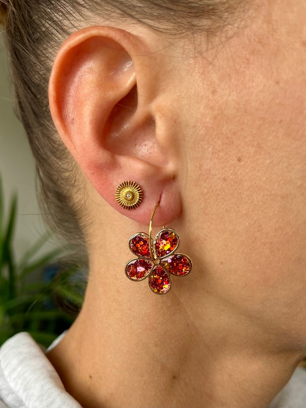 Boucles d'oreilles fleurs résine
