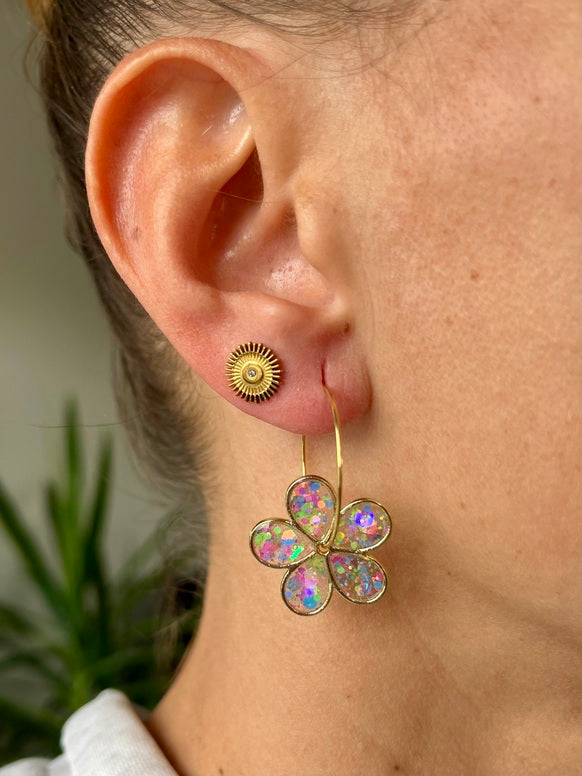 Boucles d'oreilles fleurs résine